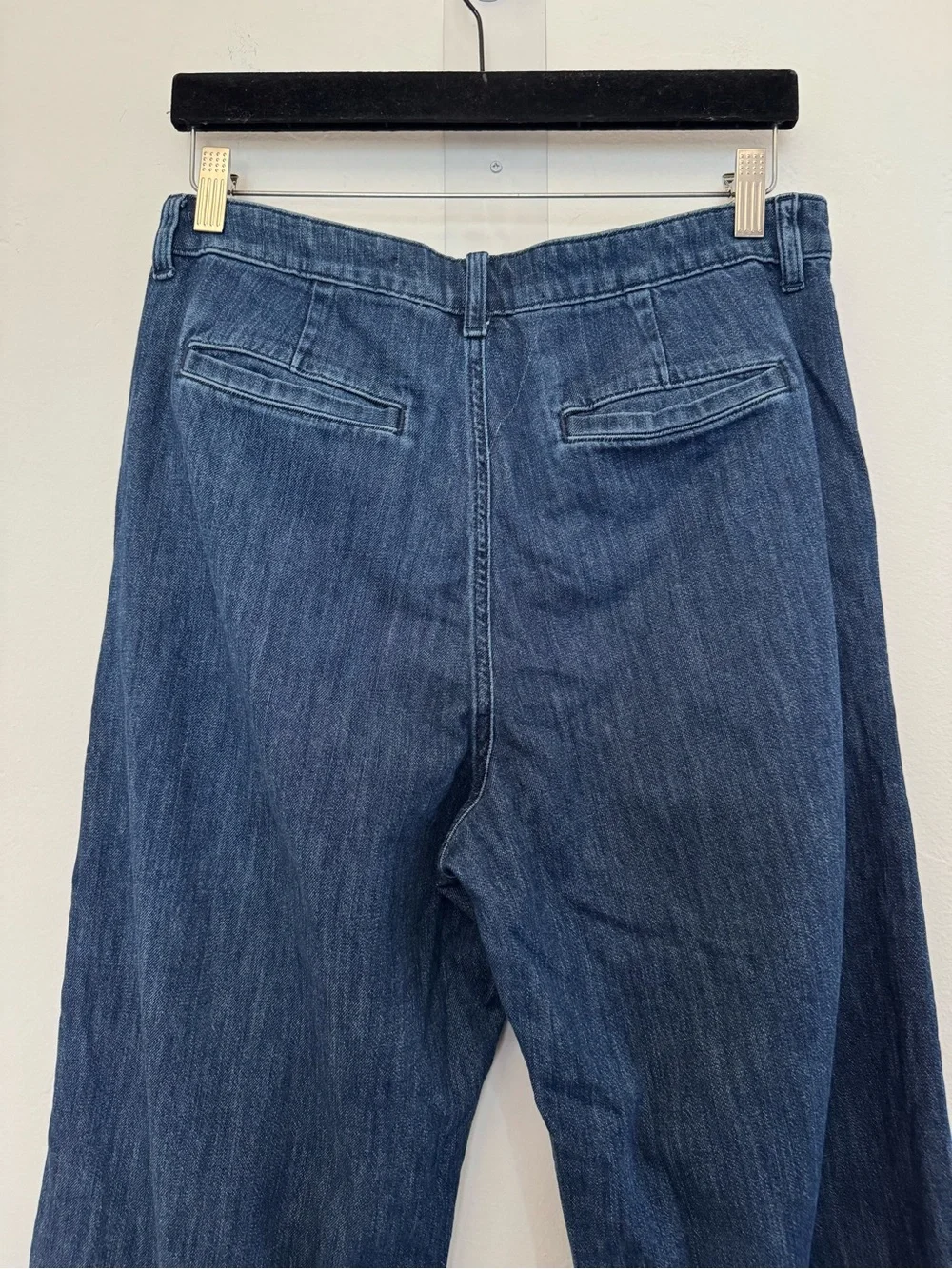 J. Crew Pleated Trouser Jean Blue High Rise Denim Cotton Stretch